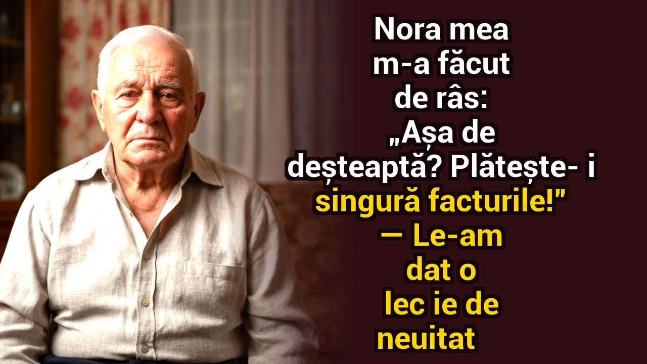 Nora mea a râs de mine: „Așa deștept? Plătește-ți singur facturile!”, dar am dat o lecție memorabilă
