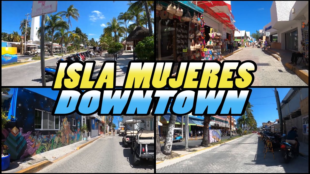 ISLA MUJERES DOWNTOWN Walking Tour - Mexico (4k)
