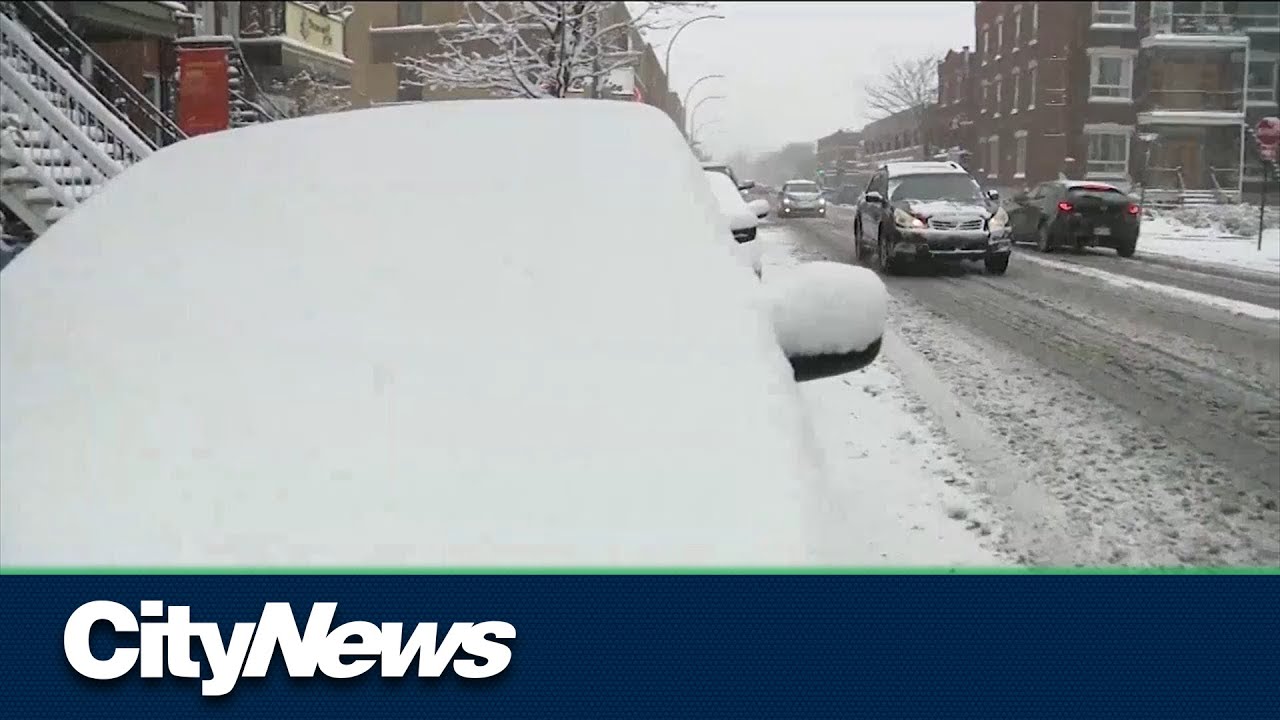 First snowfall comes down over Southern Quebec