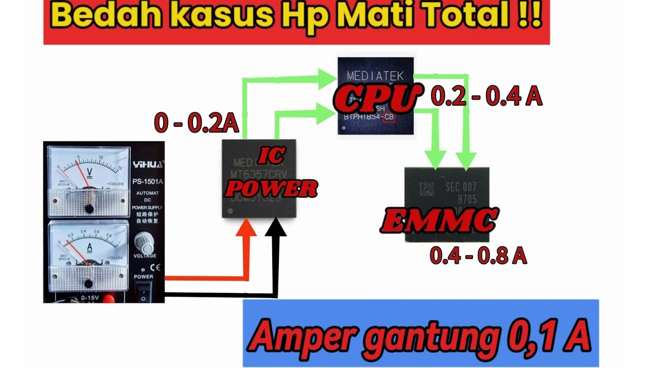 SOLUSI HP MATI TOTAL AMPER GANTUNG 0,1A❓SHROT SEBELUM POWER // JALUR VBAT‼️