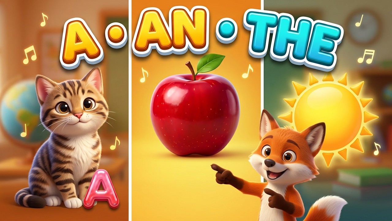 Learn English Articles A, AN, THE - Fun Grammar Song for Kids!