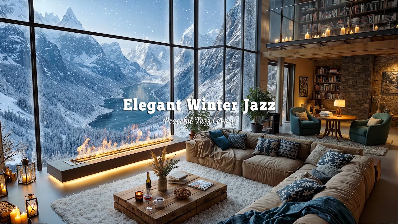 Elegant Jazz Music On Snowy Morning | Forest Villa Ambience With Winter Jazz Melody For Relax, Chill