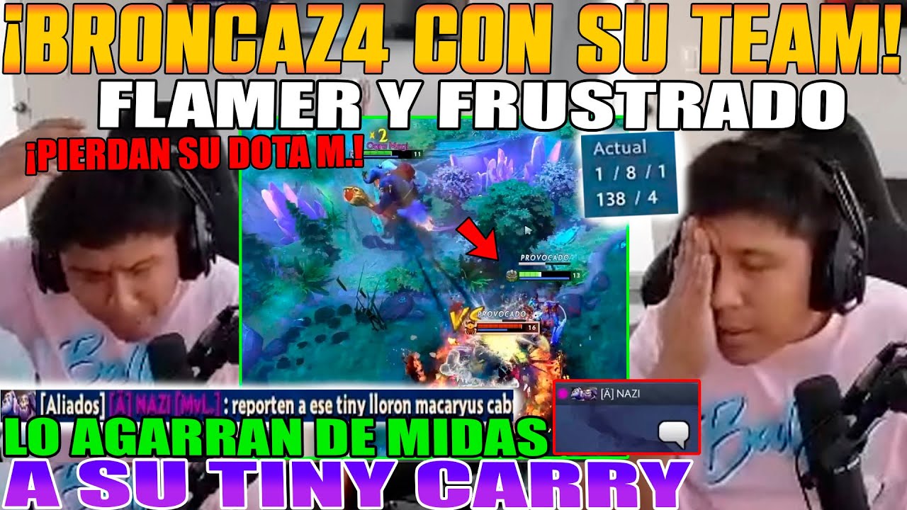 BRONCAZ4 CON SU TEAM!! MACARIUS RECONTRA FLAMER Y FRUSTRADO, AGARRAN DE MIDAS ASU TINY  CARRY DOTA 2