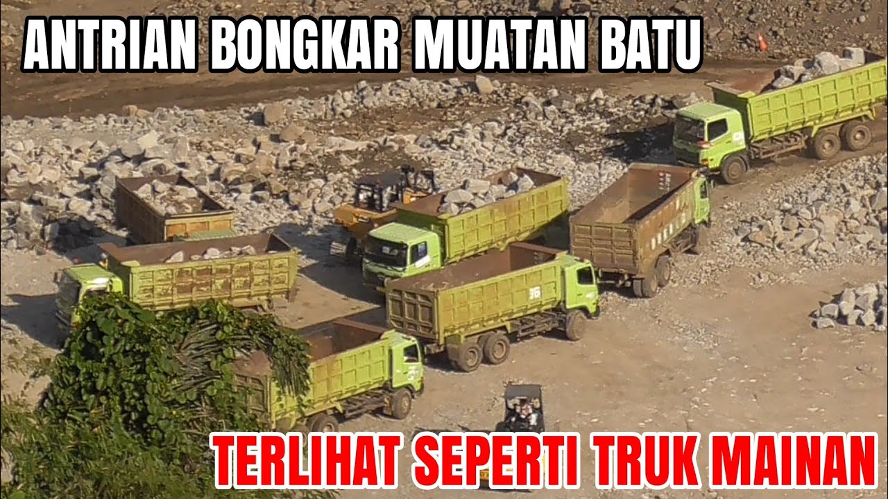 Terlihat Seperti Truk Mainan‼️Dump Truk Muatan Batu Di Proyek Bendungan Leuwikeris