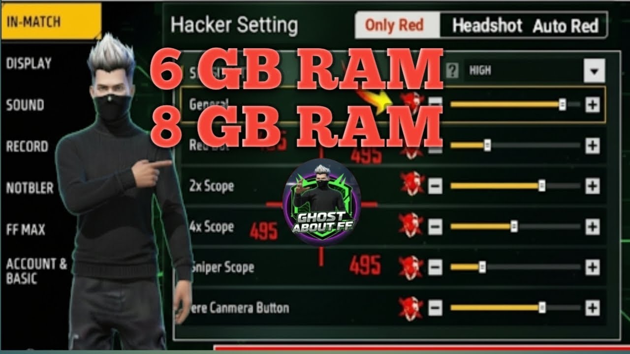 Free Fire Sensitivity Settings 6GB RAM 8GB RAM