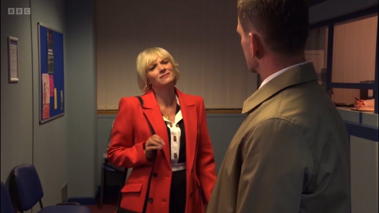 Eastenders jack meets Nicola at the police station as harry is released because of Nicola scene