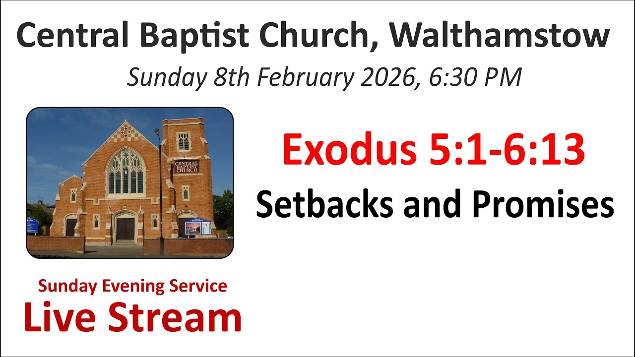 Exodus 5:1-6:13 Setbacks and Promises.   6:30 PM Sunday Evening Service. 08/02/26