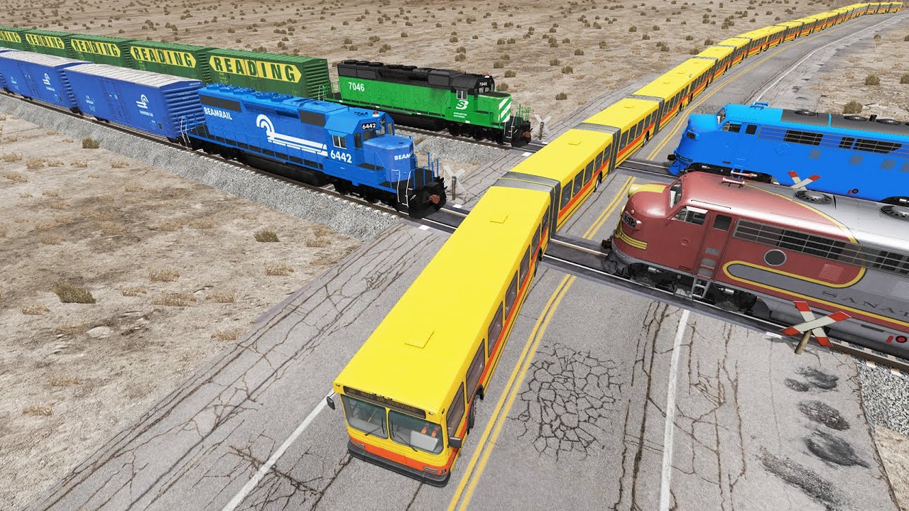 Long Articulated Bus Accident on Rail #70 - Beamng.Drive | Dancing Cars