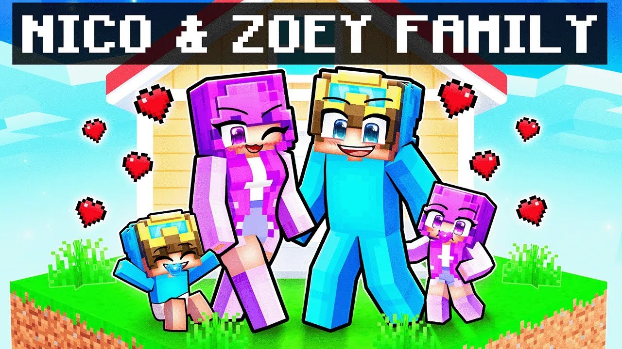 Нико и Зои создают семью в Minecraft..