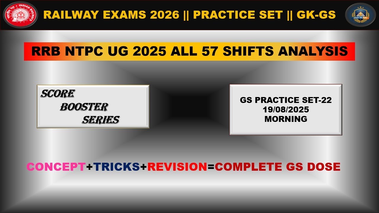 RRB NTPC UG 2025 GS CBT-1 || Full GK-GS Paper Solution || All 57 Shift by CTC 