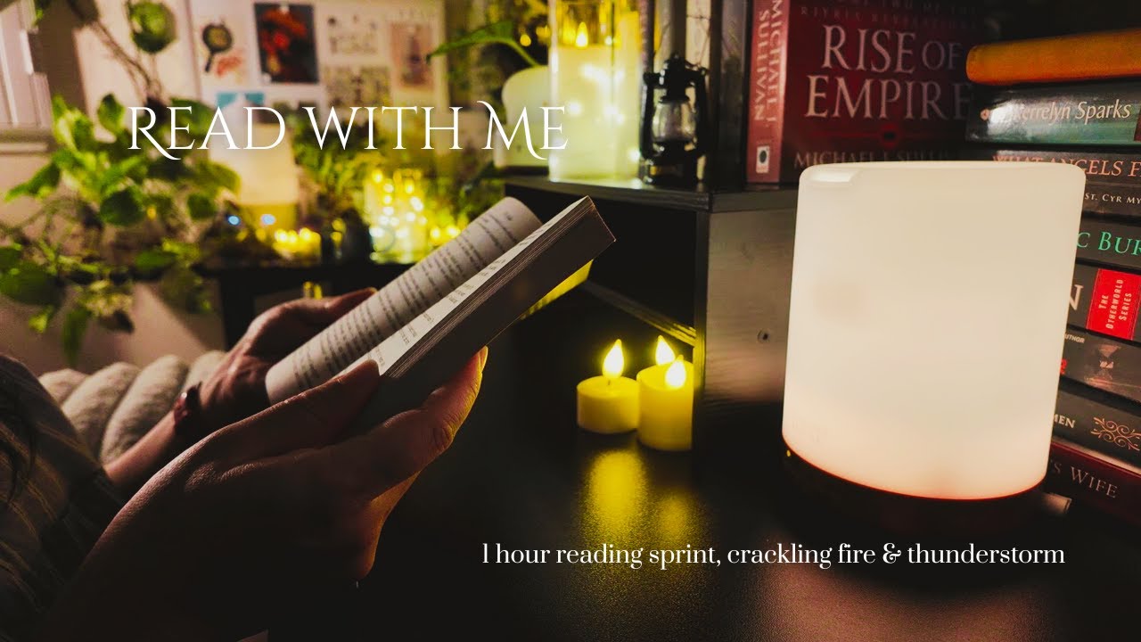 Read With Me 📖 | 1 Hour Cozy Fireplace & Thunderstorm Ambience