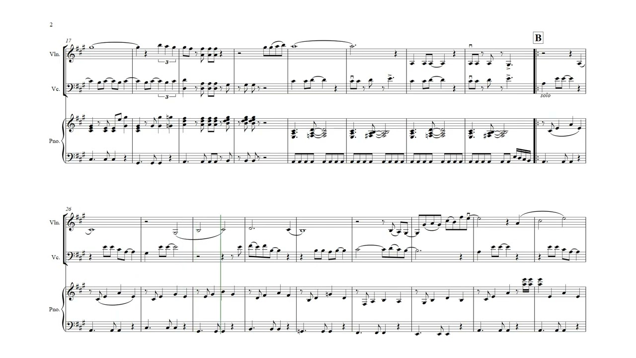 青い珊瑚礁 Aoi Sangosho (松田聖子 Seiko Matsuda), arranged for piano trio