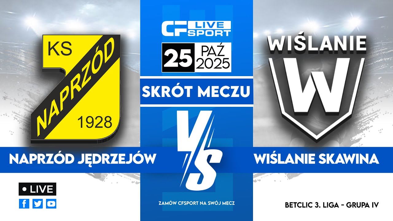 Skrót 🎬 | Naprzód Jędrzejów - Wiślanie Skawina | 25.10.2025 | Betclic 3. liga 🏆