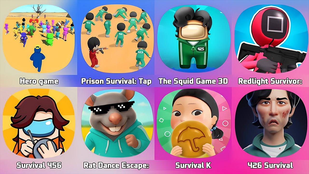 Prison Challenge Survival, Hero Squid Game, 456 Squid Survival, 3D Run Challenge, Squid Game 3D