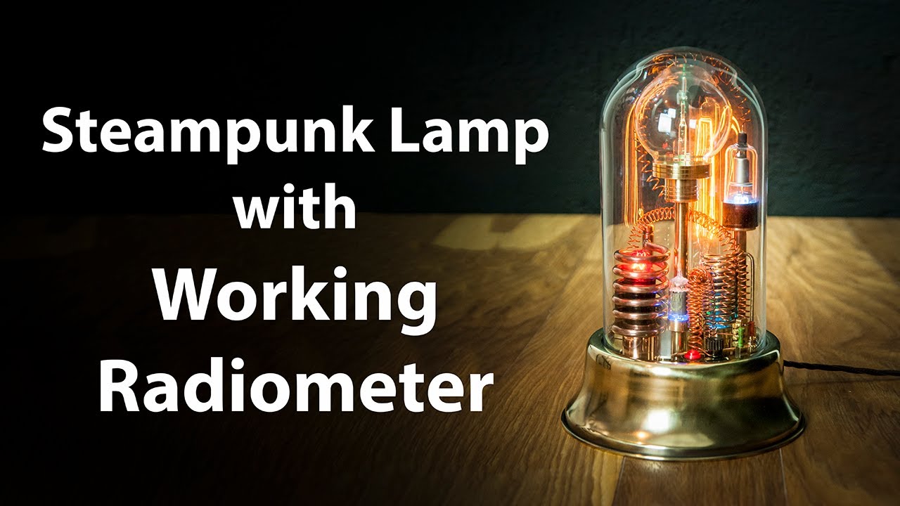 Steampunk Lamp Art Sculpture Стеклянный купольный дисплей с рабочим радиометром