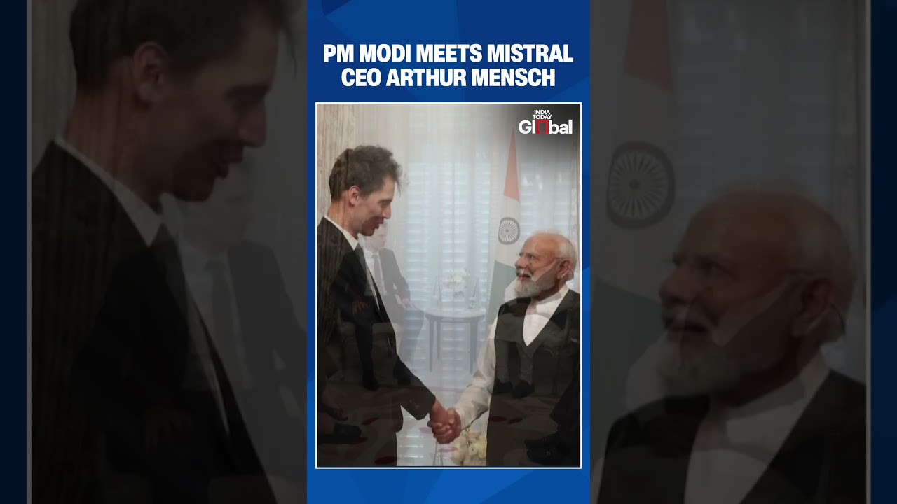 PM Modi Meets Mistral CEO Arthur Mensch in Paris to Boost India-France AI Cooperation |#shorts