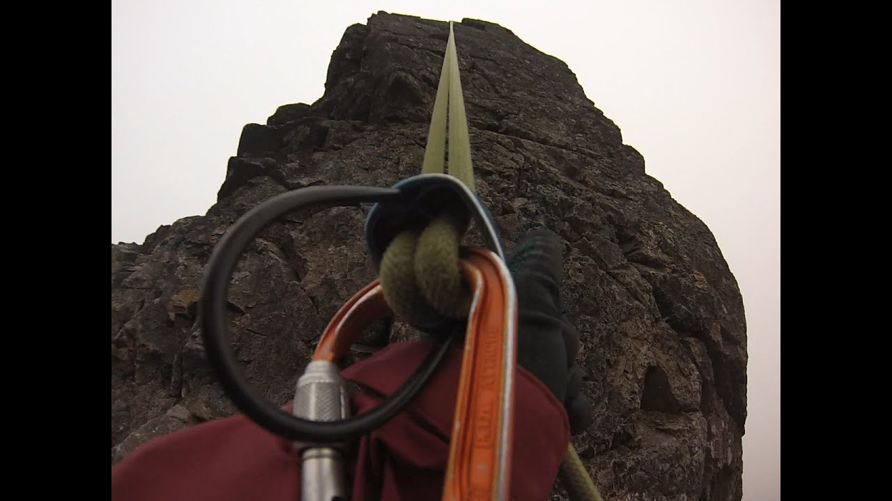 Climbing and abseiling the Inaccessible Pinnacle on the misty Isle of Skye