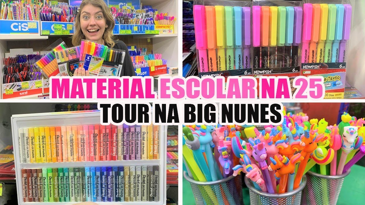 25 DE MARÇO - MATERIAL ESCOLAR 2019 - TOUR BIG NUNES - CANETAS, CANETINHAS, MARCA TEXTOS E +
