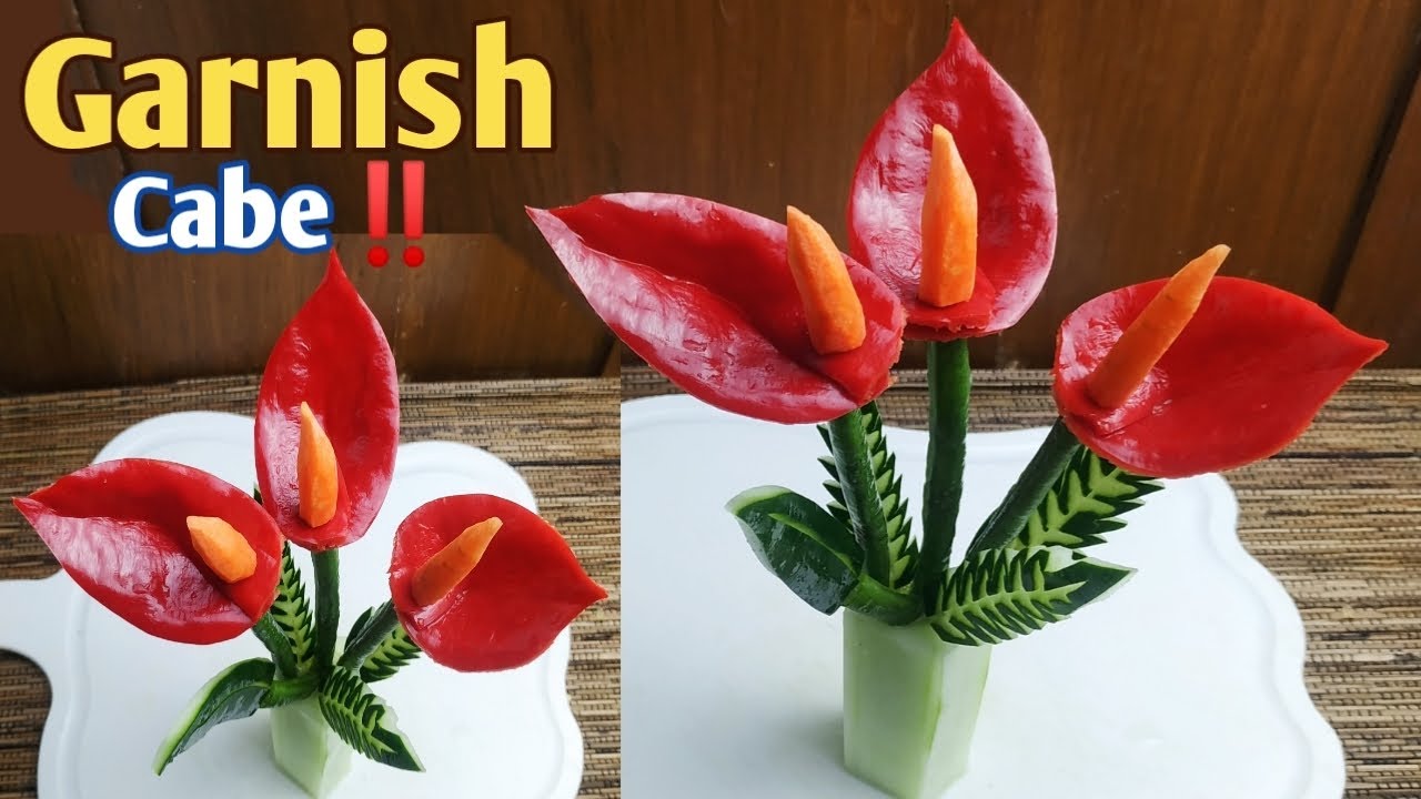 GARNISH BUNGA ANTHURIUM DARI CABE‼️ HIASAN TUMPENG //HOW TO MAKE CHILI FLOWER GARNISH CARVING