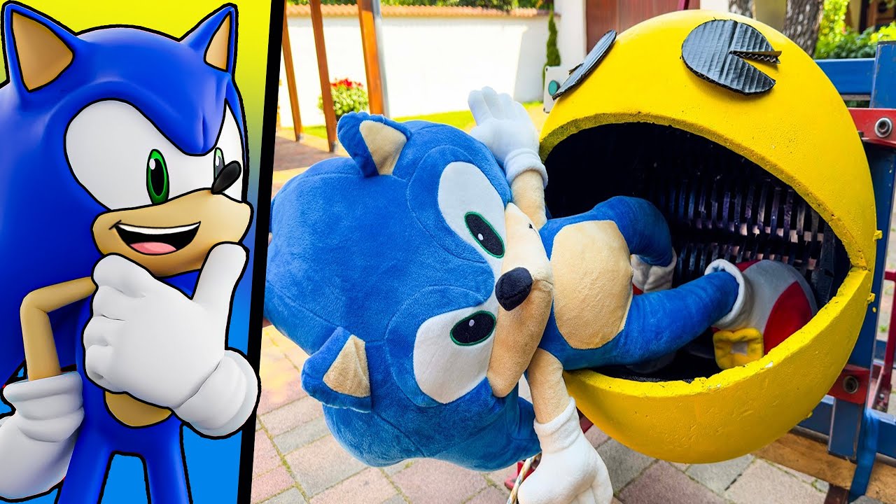 GIANT Sonic Vs GIANT Pacman Shredder!!