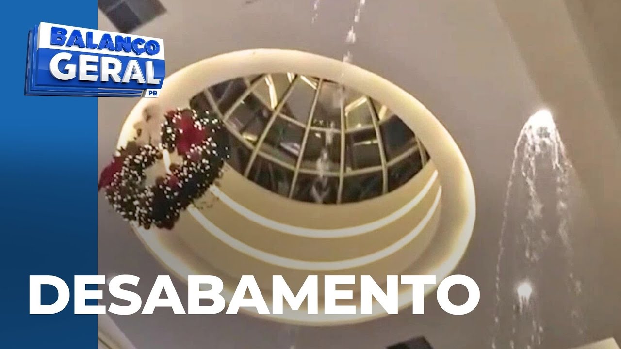 Tempestade em Curitiba: teto de gesso não resiste ao temporal e desaba em shopping