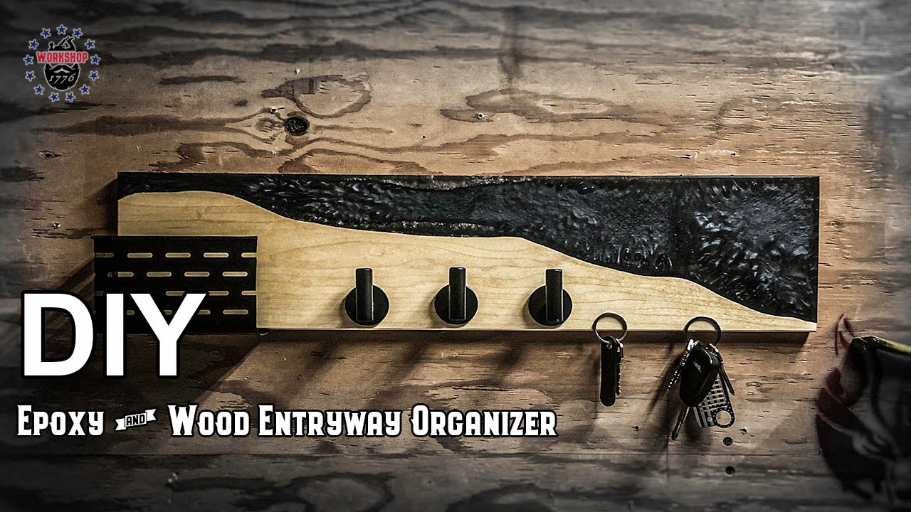 DIY Epoxy and Wood magnetic key holder // Entryway Organizer