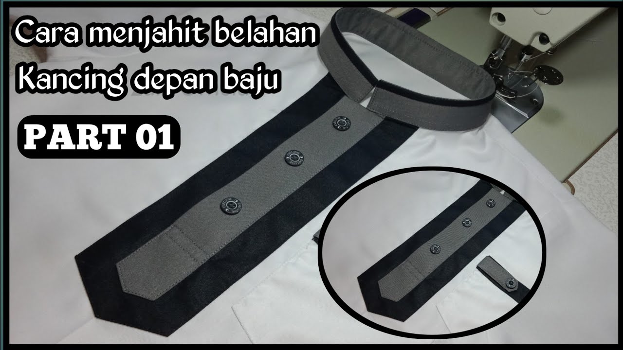 Cara membuat belahan kancing depan baju koko kombinasi
