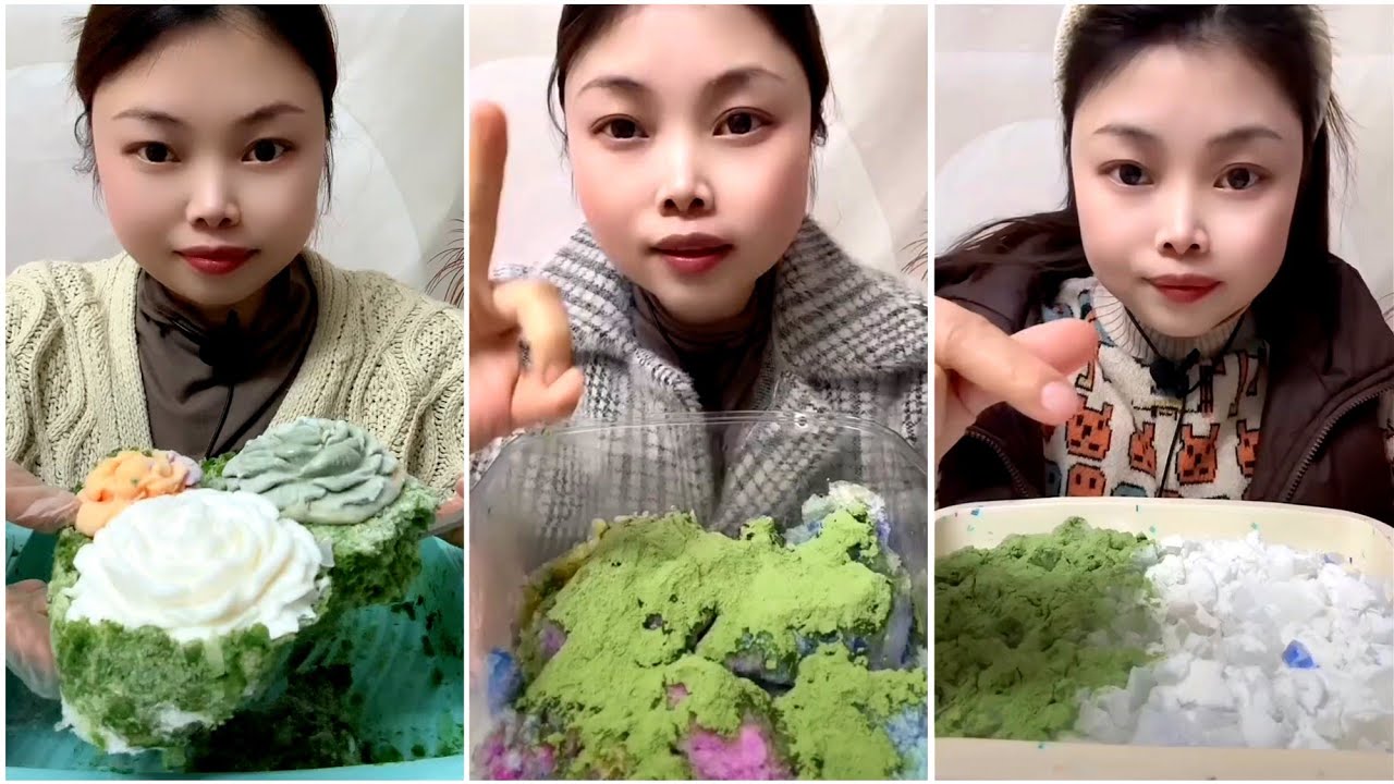 ASMR ICE EATING with MATCHA 