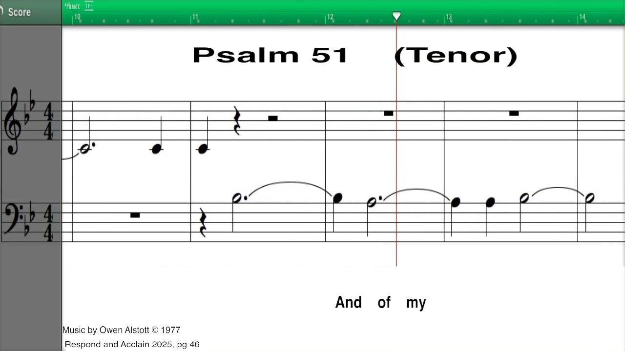 R&A Psalm, First Sunday of Lent 2026, Psalm 51, Tenor