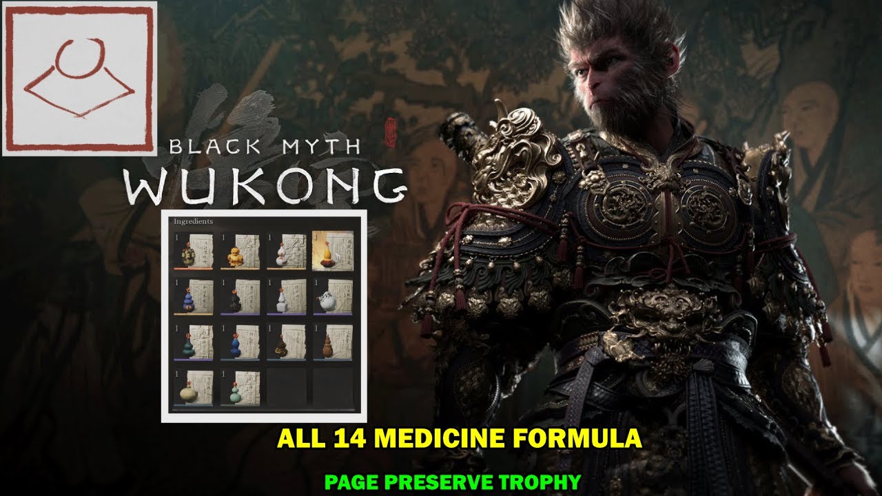 Black myth wukong walkthrough - All 14 medicine formula - Page preserver trophy