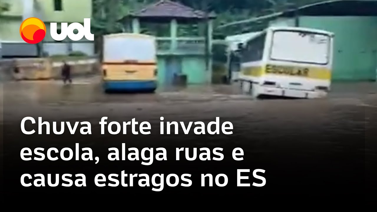 Chuva forte invade escola, alaga ruas e causa estragos no ES