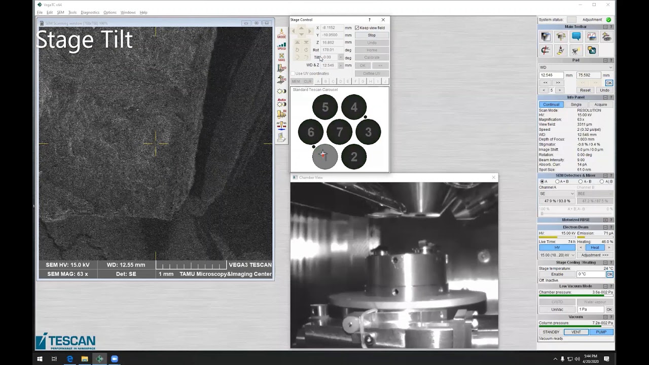 Tescan Vega SEM Operation