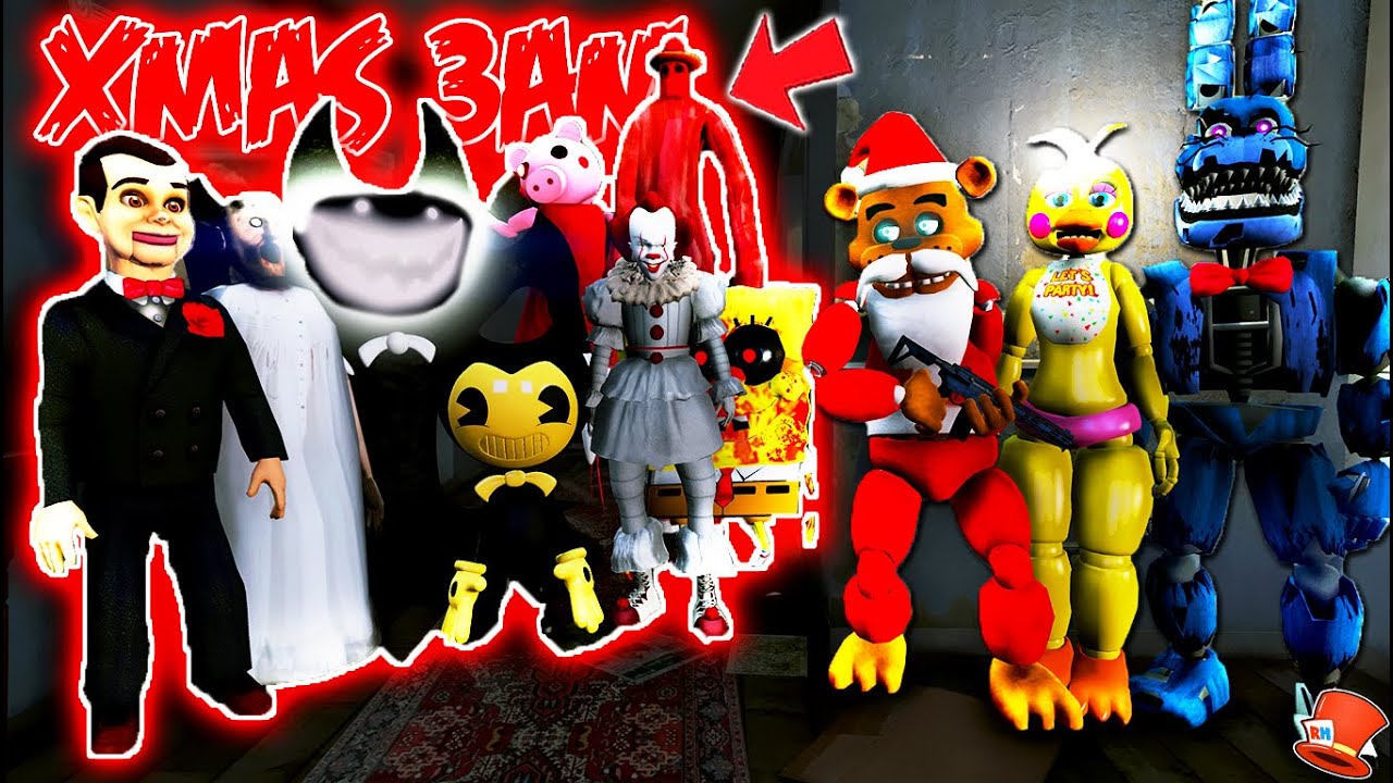 Animatronics VS Hardest XMAS 3AM Horror Monster Army! (GTA 5 Mods FNAF RedHatter)