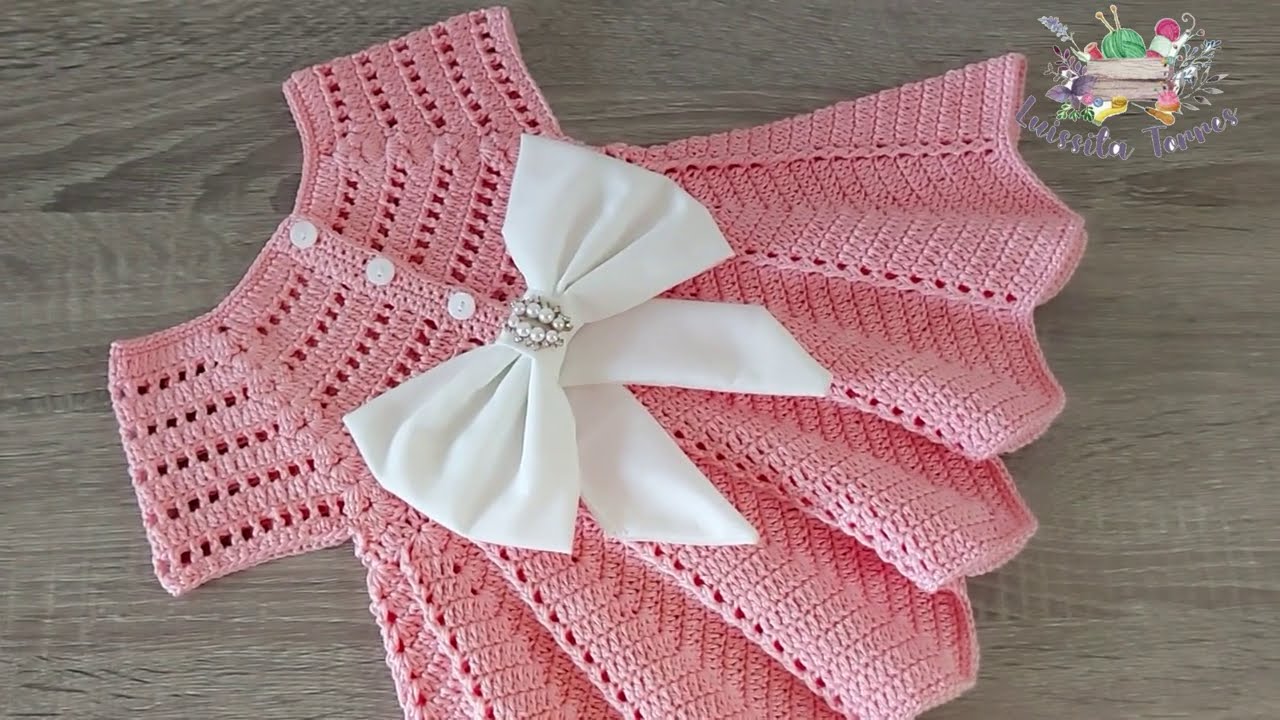 VESTIDO 🍓 CON CREMA A CROCHET O GANCHILLO PASO A PASO - 3 A 6 MESES - VARIAS TALLAS