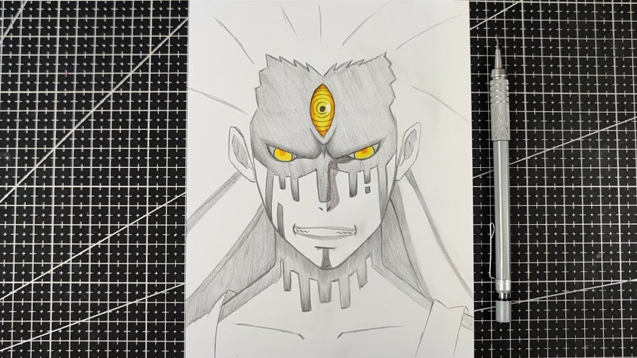 anime sketch | how to draw Otsutsuki Momoshiki - Boruto | step-by-step | Drawing anime easy