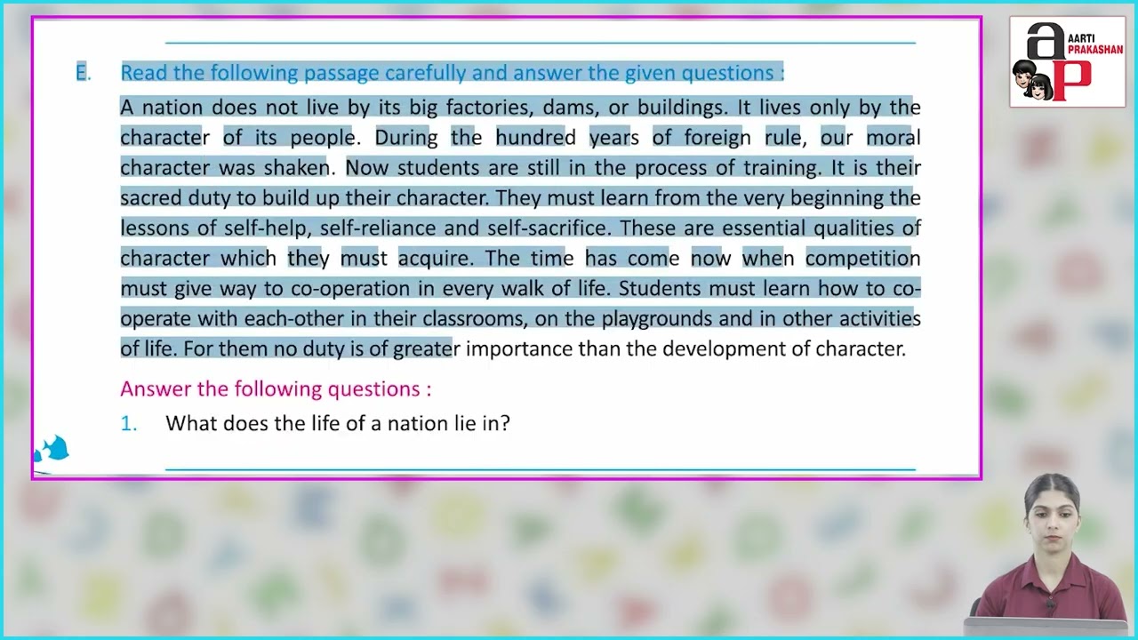 Ch 30 | Aarti Prakashan | Grammar | Class 6 | Comprehension | For children