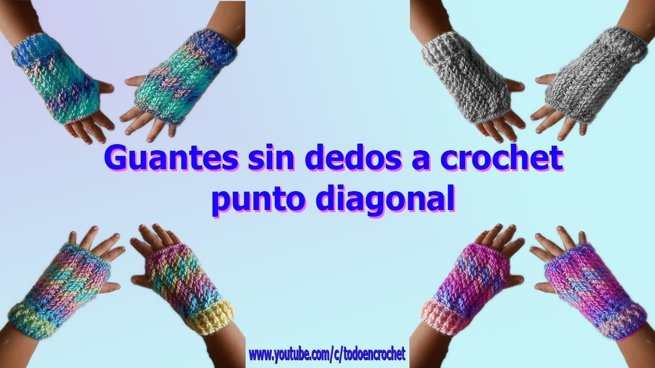 Guantes - Mitones a crochet /  punto diagonal a crochet / unisex