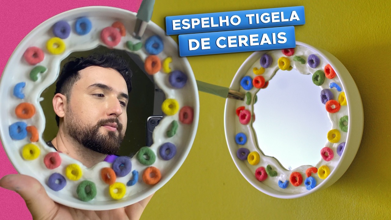 DIY ESPELHO DE CEREAIS | Como fazer espelho tigela de cereais com massa de EVA | Cereal Bowl Mirror