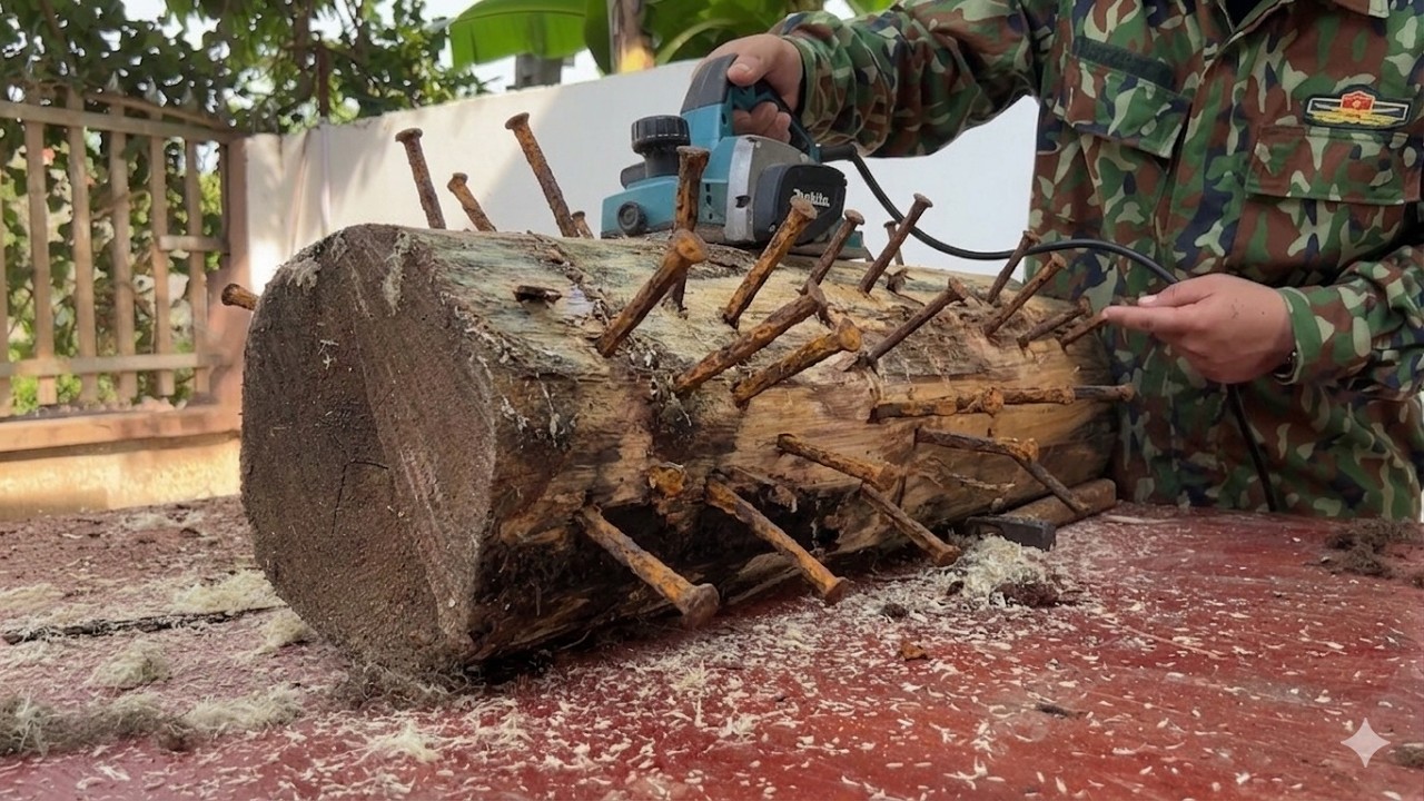 Surprise In A Rotten Log // Building a Beautiful Dining Table Using Tree Trunks