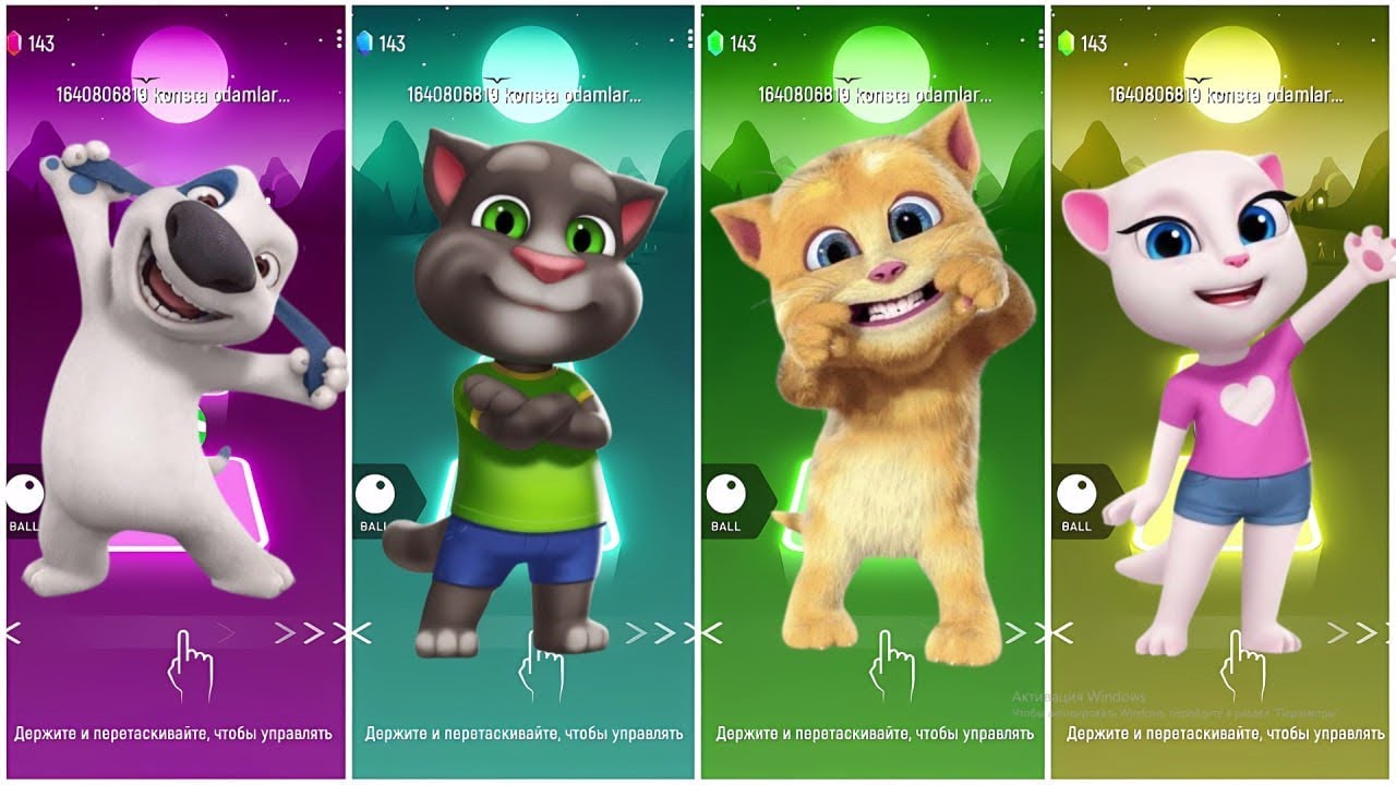 Talking Tom and friends, Hank vs Tom vs Ben vs Angela TilesHop❤️😍