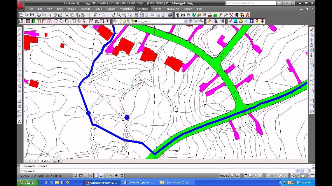 Detention Pond Design with Carlson Hydrology