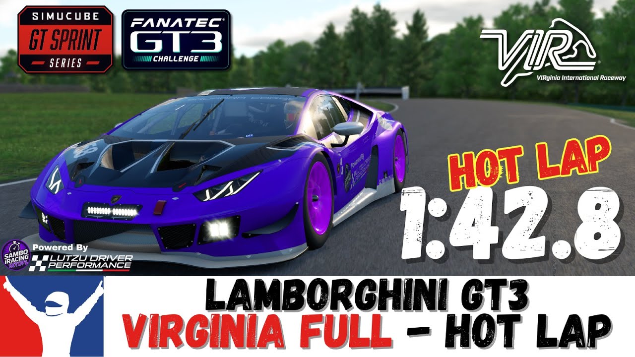iRacing Lamborghini GT3 Virginia Guide Lap - 1:42.8 - Lambo Hurican GT3 VIR Full Track Guide Lap