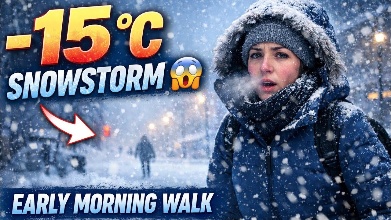 Oslo Snowstorm Early Morning Walk | Extreme Cold Winter in Norway 2026
