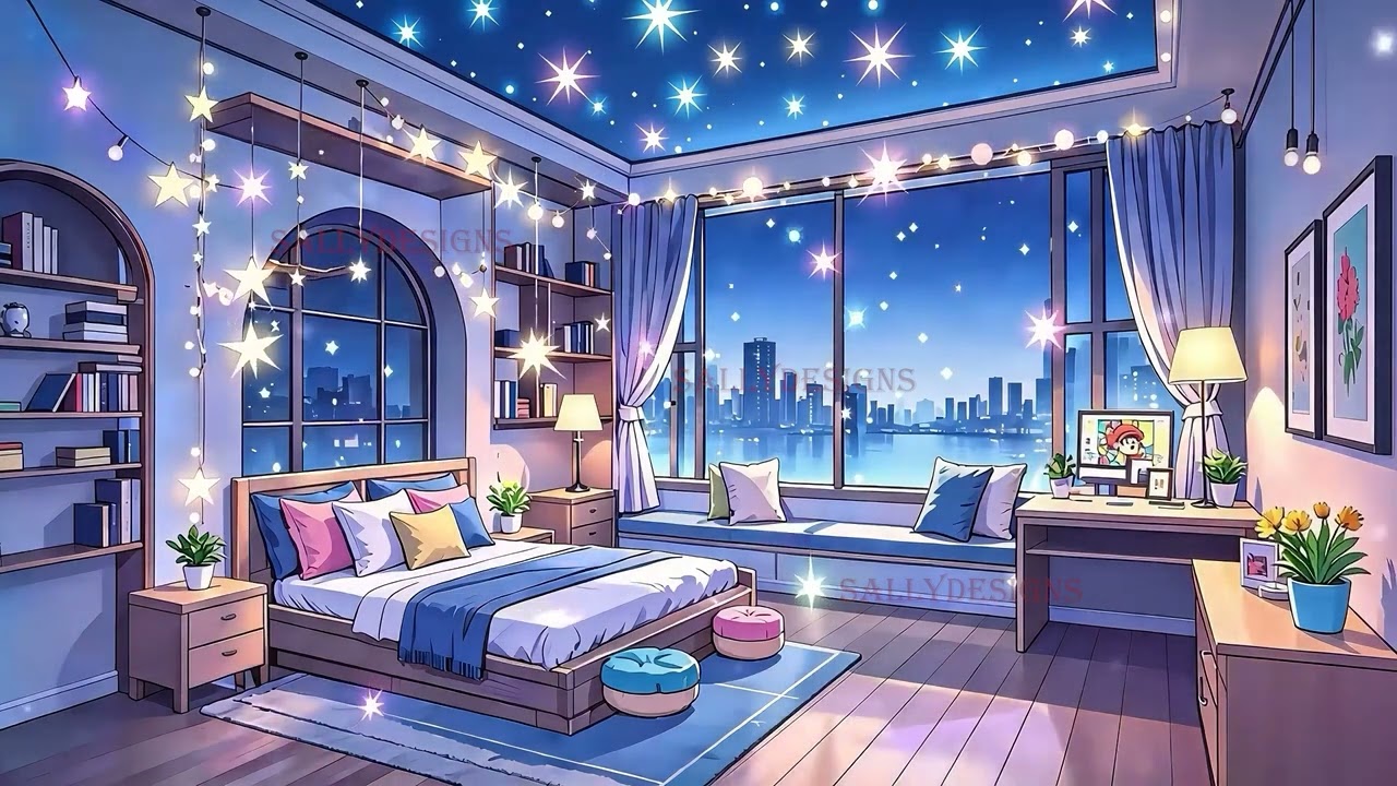 Magical Starry Bedroom,4K Animated Background | Seamless Loop，