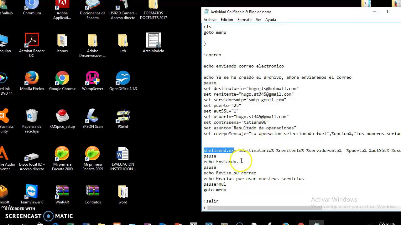 Operaciones basicas utilizando archivos .bat