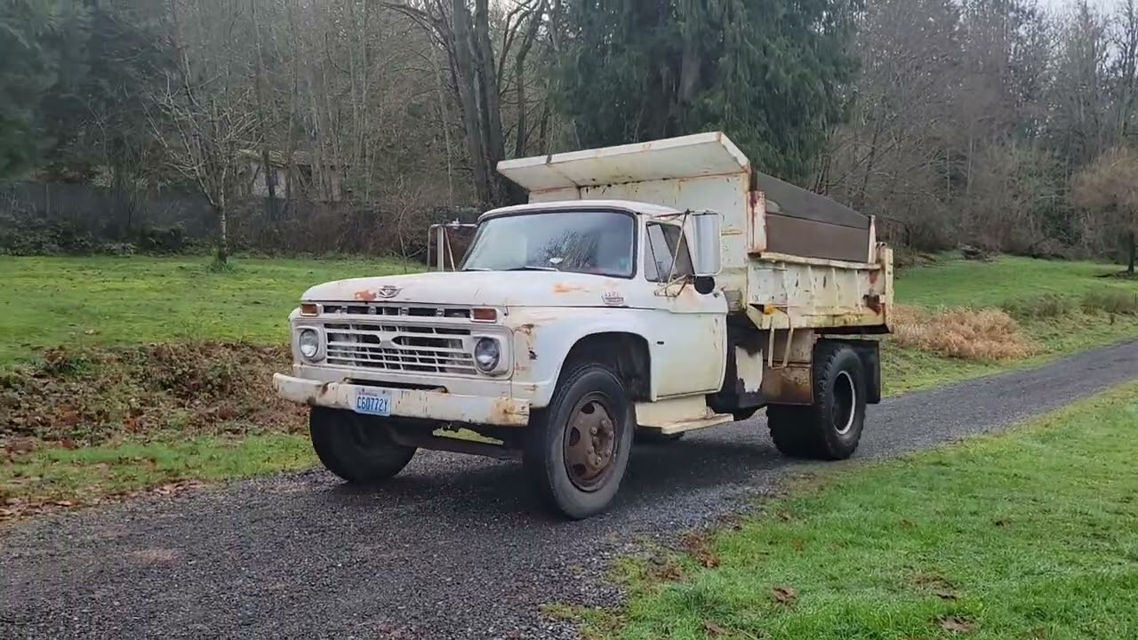 1966 Ford F600 dump truck walk around cold start and test drive