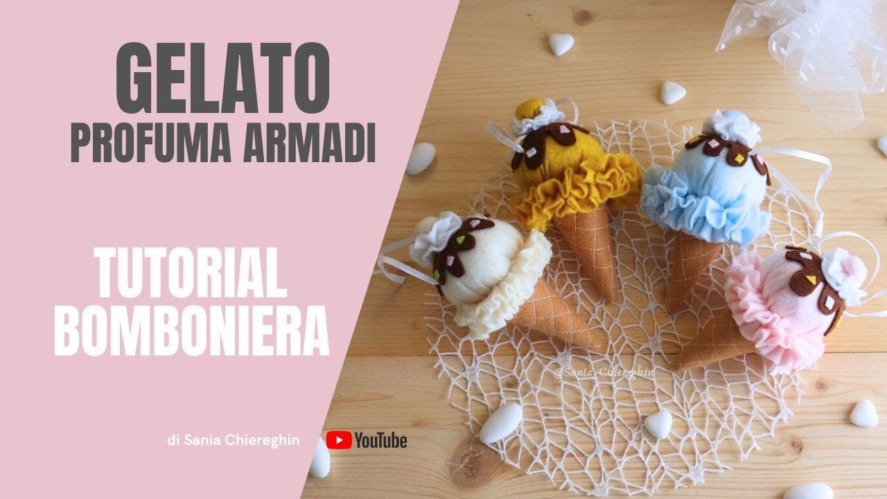 Profumatore armadi a forma di cono gelato Bomoniera fai da te in pannolenci facile e utile -