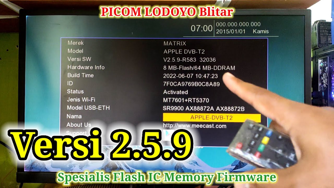 Upgrade Versi 2.5.9 Firmware STB MATRIX APPLE HD MERAH DVB-T2 Update Terbaru PICOM LODOYO Blitar