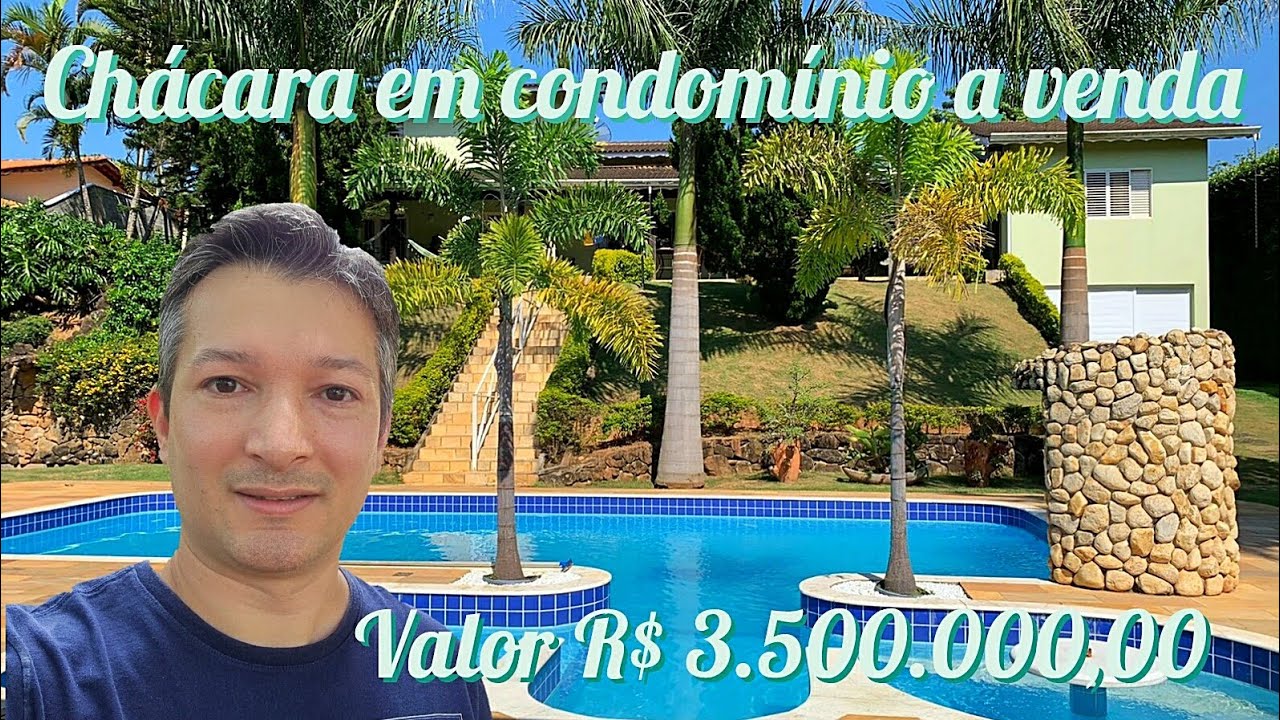 Chácara a venda na região de Atibaia, com lago, pomar, piscina, campo, área gourmet, em condomínio