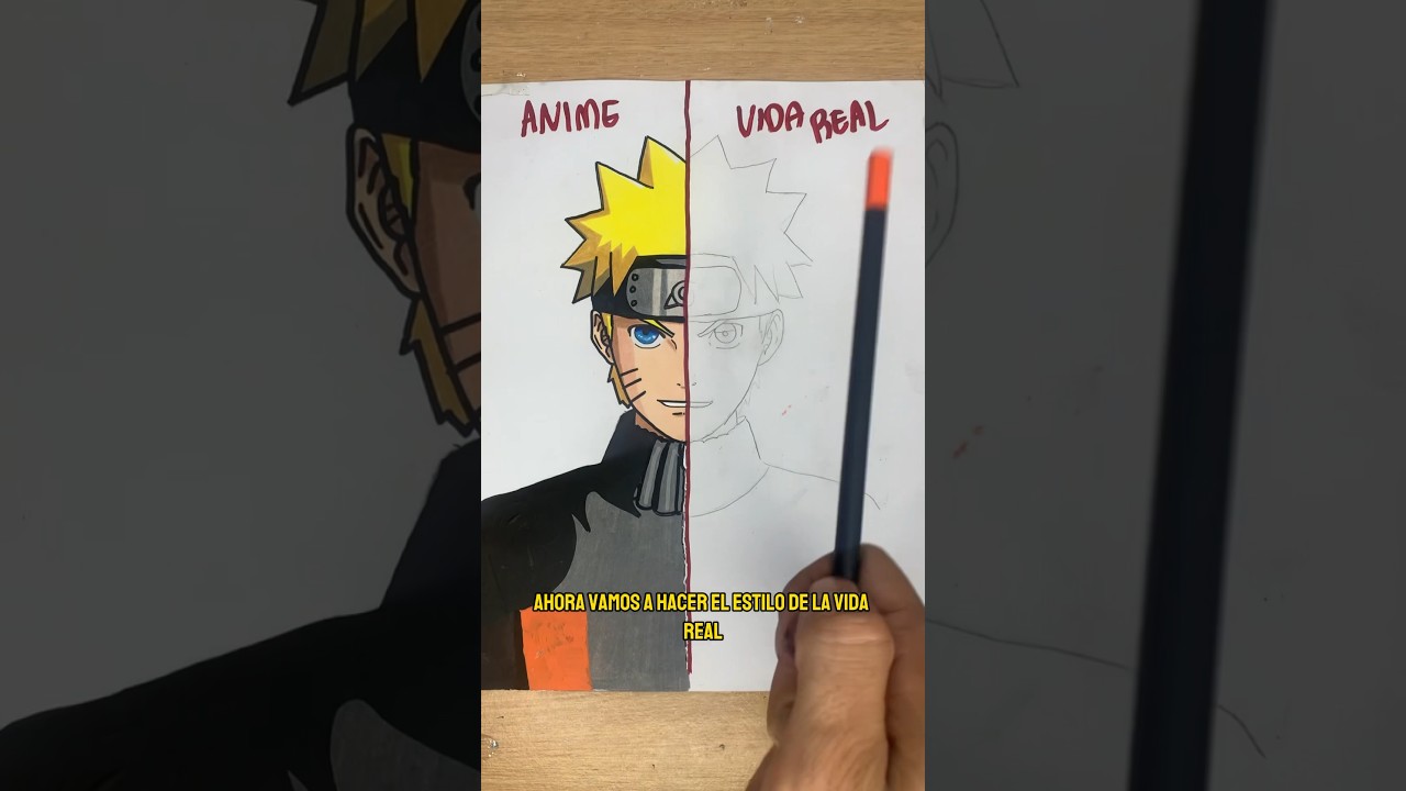 Dibujando a Naruto anime Vs la vida real 😳🦊 #naruto #arte #dibujo